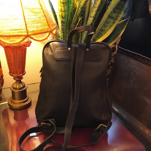 Dark brown leather ladies backpack/purse - Picture 2 of 2